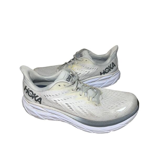 Hoka Clifton 8 Light Gray Athletic Shoes size 11.5 D main image 4